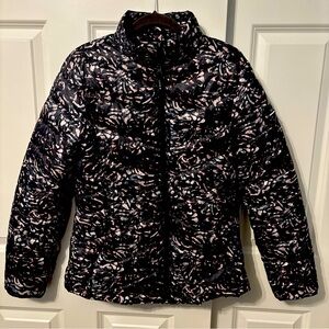 Roxy Black And Pastel Pink Blue Puffer Jacket Full Zip Women’s Size Medium